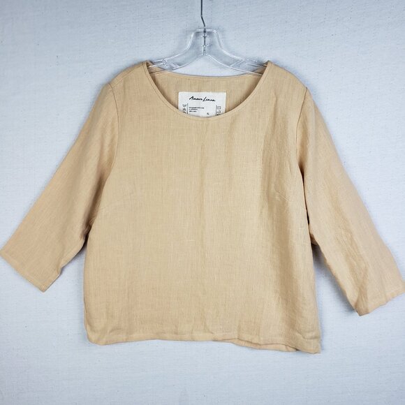 Amour Linen Boxy Top Shirt 100% Linen Handcrafted size XL Lagenlook Minimalist - Picture 1 of 7
